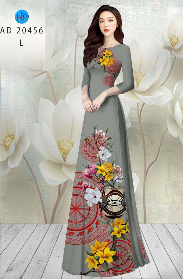 Vải Áo Dài Tết Hoa in 3D AD 20456 10